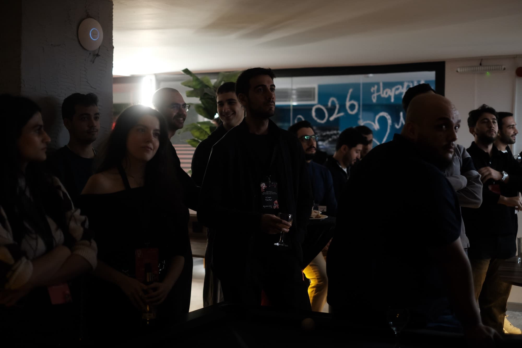 The room at the Neon Apps and RevenueCat App Founders New Year Party in the Istanbul office, December 2025