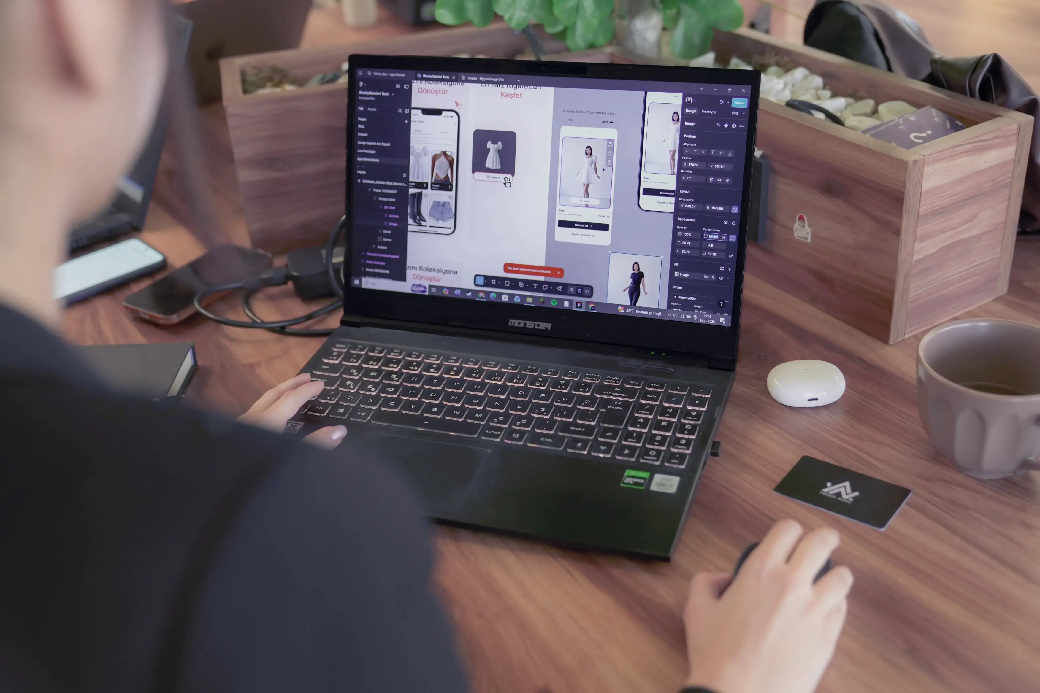 A client's app laid out screen by screen in a design file