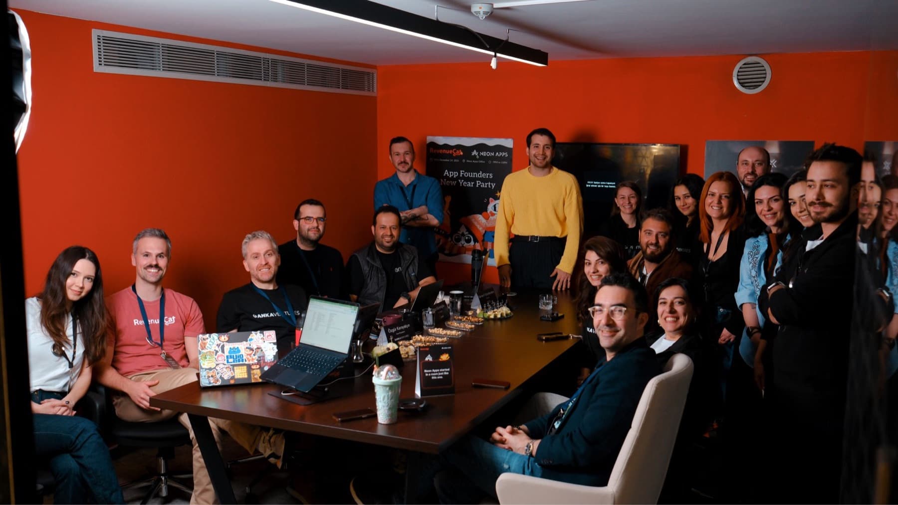 Teams building through the night at the Neon Apps office in Istanbul