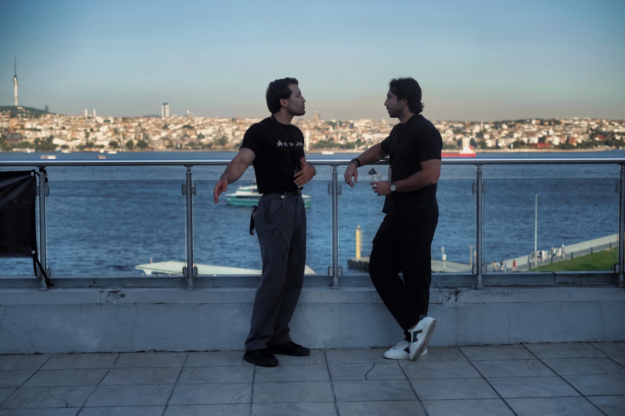 Founders talking on the Bosphorus terrace at the finale